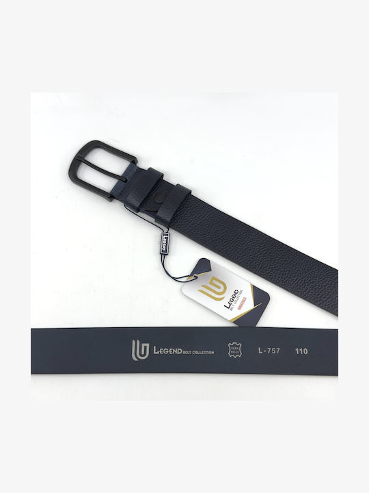 Wide Men's Belt Leather Blue