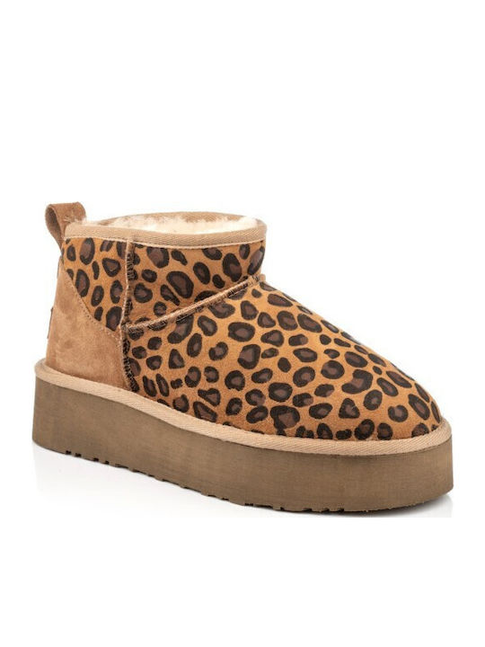 Leder Stiefeletten Damen Braun