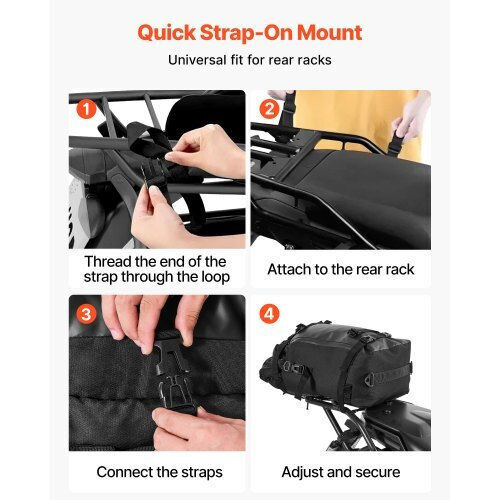 Vevor Waterproof Motorcycle Tail Bag 30lt Black