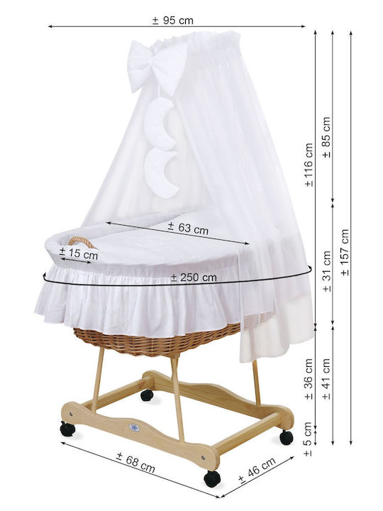 My Sweet Baby Straw Moses Basket with Ecru Stand