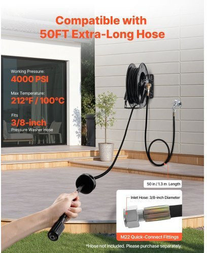 Vevor Automatic Watering Wind Wall Mounted with Hose 15.2m