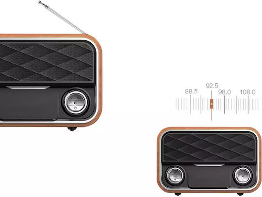 Verk Group 06242V Настолен Акумулаторен Радиоприемник с Bluetooth и USB Кафяв