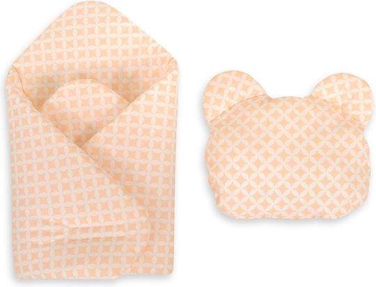 Doll's Blanket Bear Pillow Mini Peach Rosette