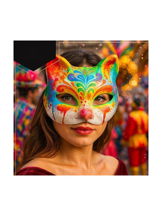 Set 10 Cat Masks Zola One Size Elastic Bands Included 30 X 45 Cm White