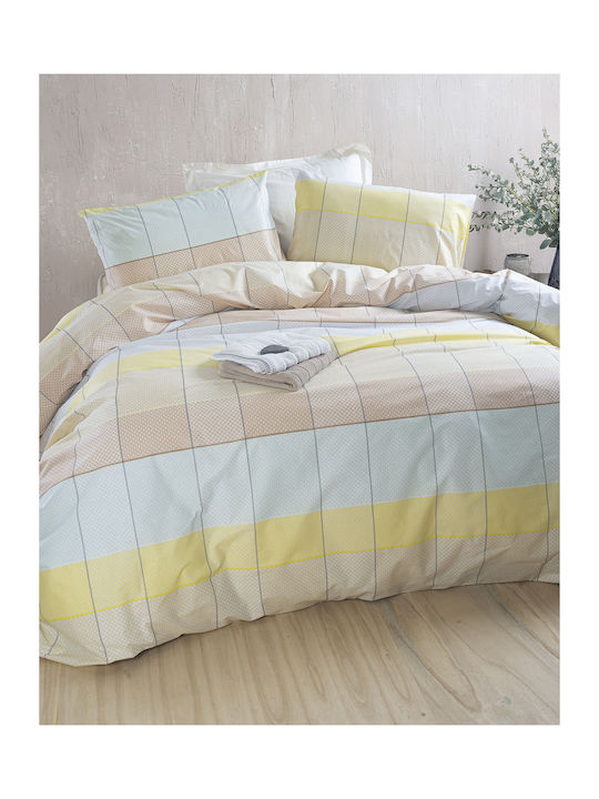 Rythmos Sheet Sets King Size 260x280cm. Colette Yellow, Light Blue 4pcs
