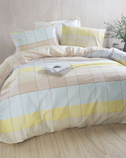 Rythmos Set Cearșafuri King Size 260x280cm. Colette Yellow, Light Blue 4buc