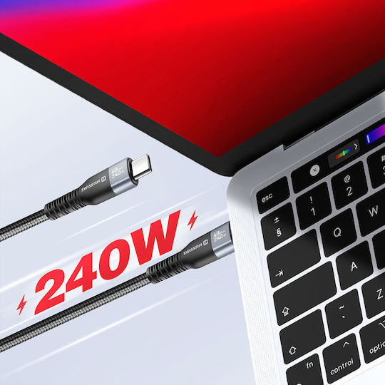 Swissten 5a Thunderbolt 4.0 Cable Usb-c To Usb-c Transfer 150cm 240w Black