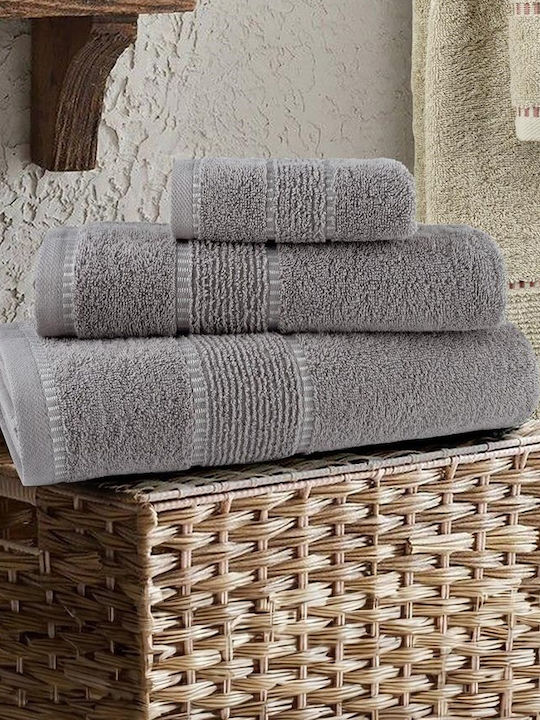 Nima Σετ Πετσέτες Μπάνιου 3τμχ Pivot Pivot Gray Βάρους 450gr/m²