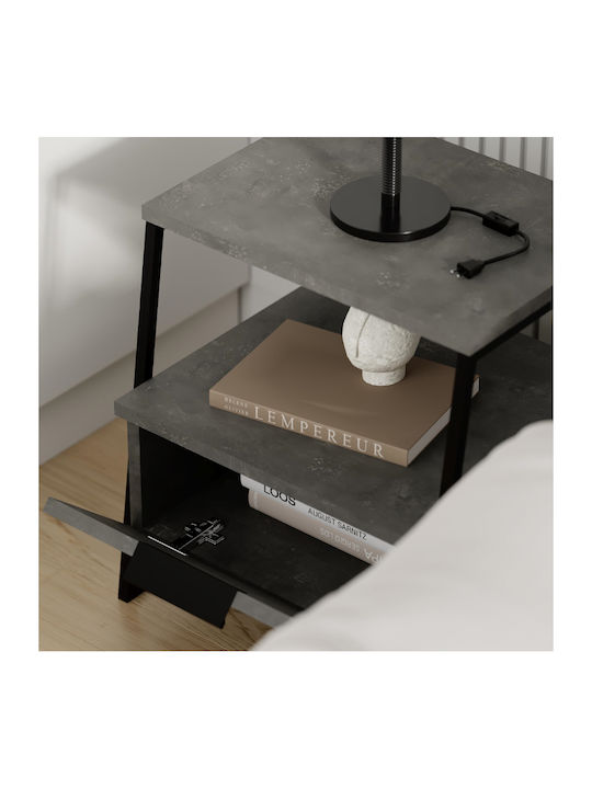Bedside Table Pal Wooden Gray Retro 45x40x50cm