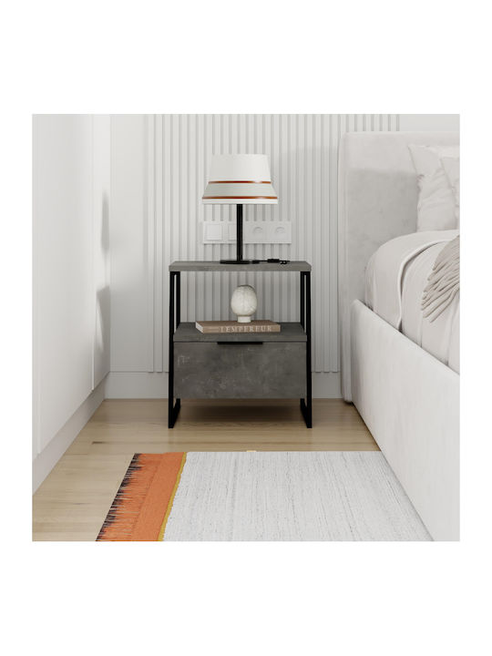 Bedside Table Pal Wooden Gray Retro 45x40x50cm