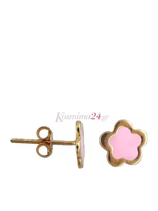 Gold Flower Stud Earrings 14K