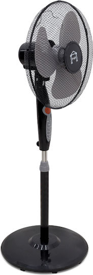 TnS Pedestal Fan 50W with Fan Diameter 40.64cm with Remote Control Black