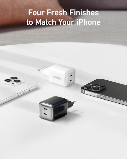 Anker Charger Without Cable GaN with 2 USB-C Ports 40W Power Delivery Whites (521 Nano Pro)
