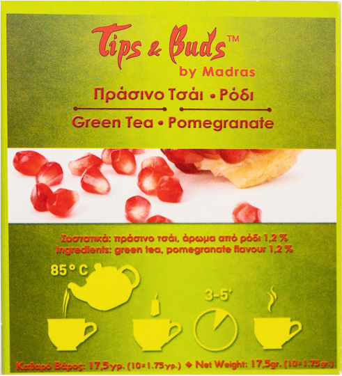 Tips & Buds Ρόδι Πράσινο Τσάι 10 Φακελάκια