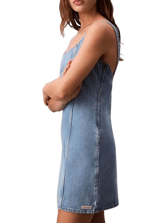 Summer Mini Denim Dress Light Aged Denim