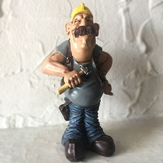 SP Souliotis Figurină Decorativă Statuetă Din Plastic Muncitor Cu Mustață 9x7x16cm