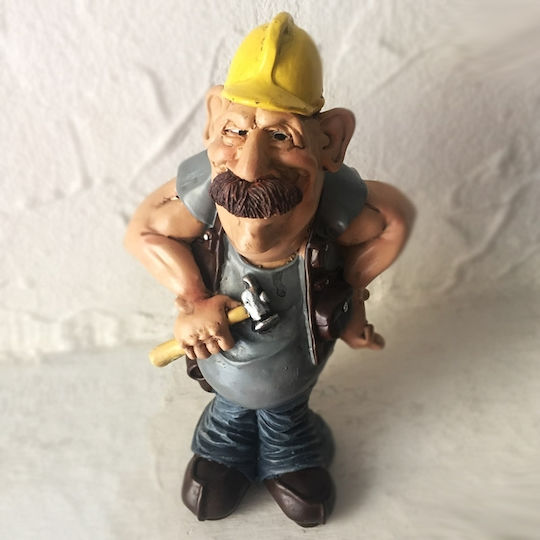 SP Souliotis Figurină Decorativă Statuetă Din Plastic Muncitor Cu Mustață 9x7x16cm