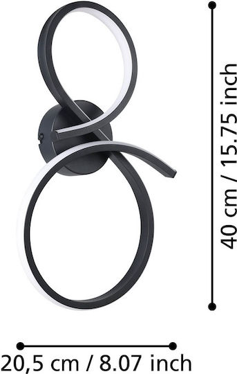 Eglo Serpins Modern Wall Lamp Black 20.5x40cm