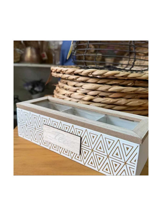 Uncle George Wooden White Tea Box with Lid 9x7x24cm 1 Piece
