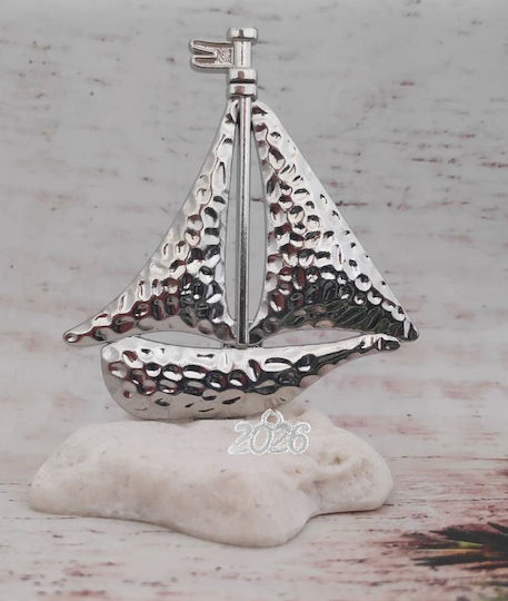 Tatu Moyo Handmade Tabletop Lucky Charm Boat Silver made of Stone 2026 9cm 1pcs Tatu Moyo Handmade Tabletop Lucky Charm Boat Silver made of Stone 2026 9cm 1pcs