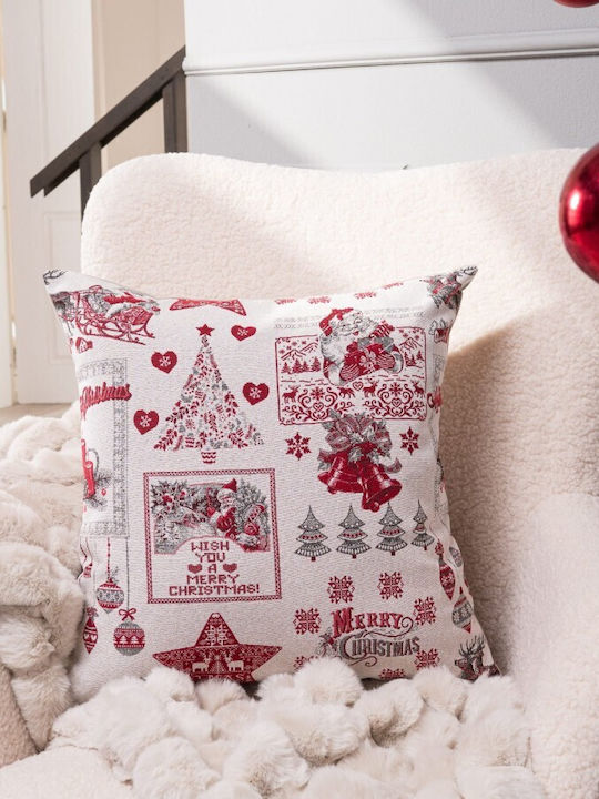 Teoran Husă Decorativă de Crăciun pentru Pernă Pătrată Alb 30x30buc