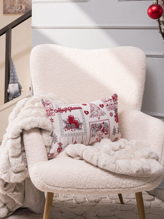 Teoran Husă Decorativă de Crăciun pentru Pernă Pătrată Alb 30x30buc