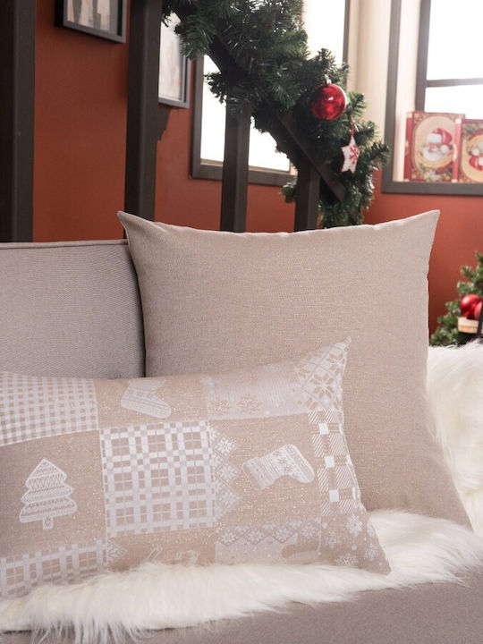 Teoran Christmas Decorative Square Pillowcase Beige 30x30cm