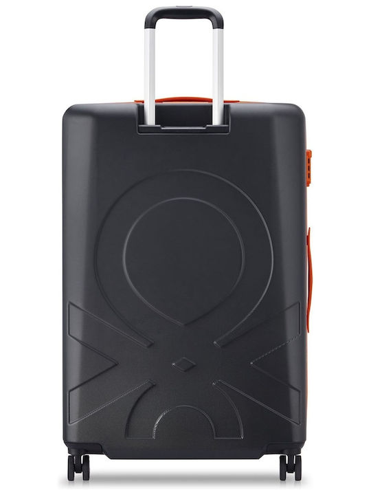 Delsey Paris X Benetton Large Travel Suitcase Hard Black with 4 Wheels Height 76cm
