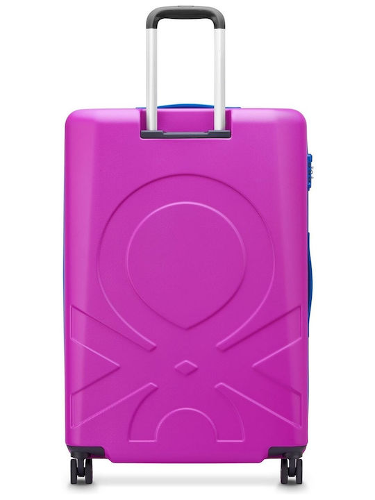 Delsey Paris X Benetton Large Travel Suitcase Hard Pink with 4 Wheels Height 76cm
