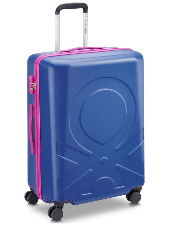 Delsey Paris X Benetton Medium Travel Suitcase Hard Blue with 4 Wheels Height 66cm