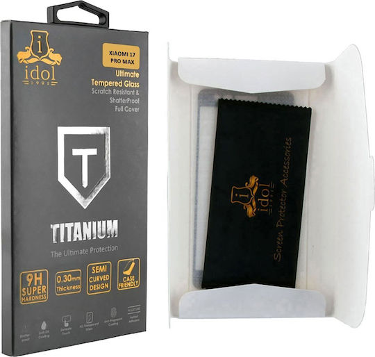 Idol 1991 Titanium Semi Curved 0.25mm Full Glue Tempered Glass Black (Xiaomi 17 Pro Max)
