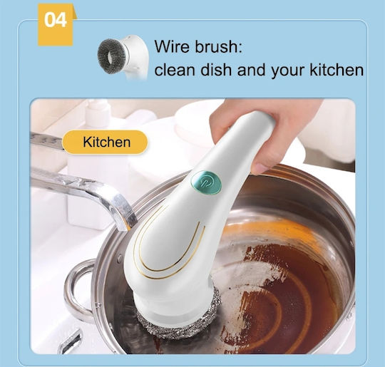 Kabellose Elektrische Reinigungsbürste Magic Brush 5 In 1 Wasserdicht Ipx7 USB Aufladung Multifunktionale Weiße