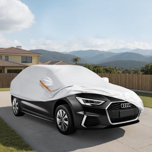 Vevor Waterproof Car Cover Medium Size European Car Models Sedan Custom Fit All Weather Sun Rain Wind Dust Snow Protection Full Exterior Cover Door Zipper K