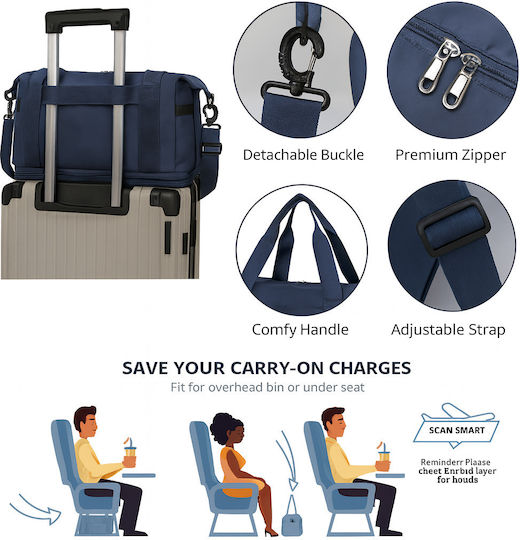 Sack Voyage 30lt Navy Blue Fabric L44xW20xH32cm