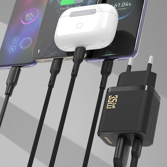 Dudao Φορτιστής Χωρίς Καλώδιο GaN με Θύρα USB-A και Θύρα USB-C 35W Power Delivery Μαύρος (A27 Max)