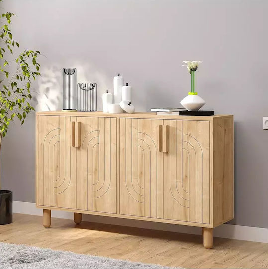 Модерен Буфет С Дървесна Текстура И 4 Врати 120x30x75 См