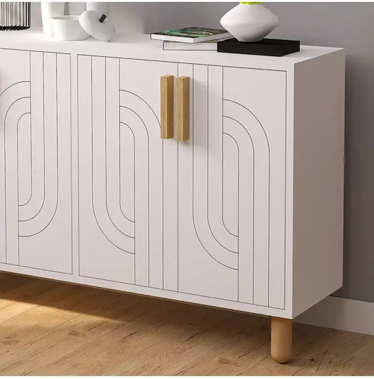 Модерен Буфет С Дървесна Текстура И 4 Врати 120x30x75 См