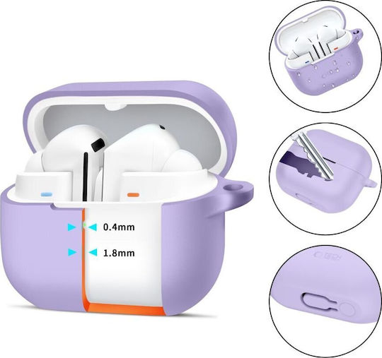 Tech-Protect Silicone Hook Θήκη Σιλικόνης με Γάντζο σε Μωβ χρώμα για Galaxy Buds3 Pro