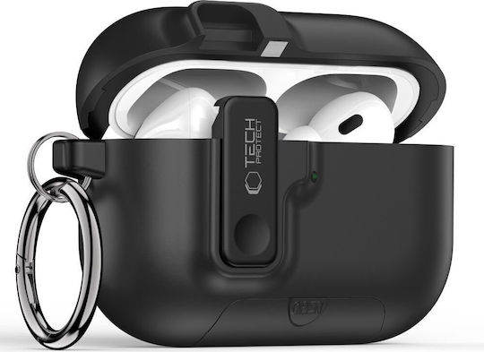 Tech-Protect Slim Hook Hülle Kunststoff mit Haken in Schwarz Farbe für Apple AirPods Pro 3
