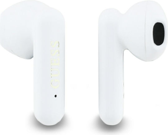 Guess 4G Metal Logo In-ear Bluetooth Handsfree Căști cu Carcasă de Încărcare Alb