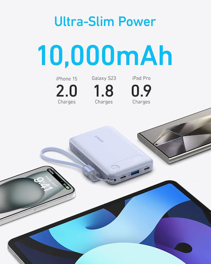 Anker Power Bank 10000mAh 22.5W с USB-C порт Черен