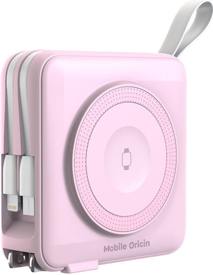 Mobile Origin PBT-03L-PNK MagSafe Power Bank 10000mAh 20W with USB-A Port and USB-C Port Power Delivery Pink