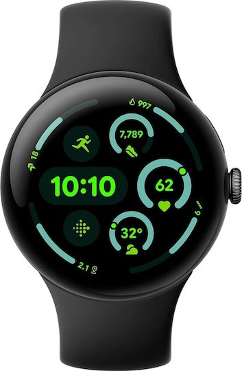 Google Pixel Watch 3 Aluminium 41mm Wasserdicht mit Pulsmesser (Obsidian)