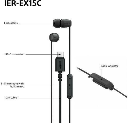 Sony Ier-ex15c In-ear Handsfree Ακουστικά με Βύσμα USB-C Μαύρο