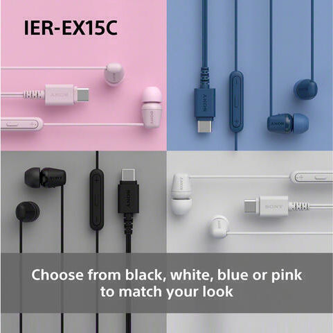Sony Ier-ex15c In-ear Handsfree Ακουστικά με Βύσμα USB-C Μαύρο