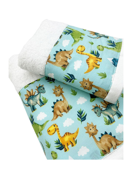 Bunny Bebe Комплект Бебешки Кърпи 2бр Dino Тюркоазени Тегло 500гр/м²