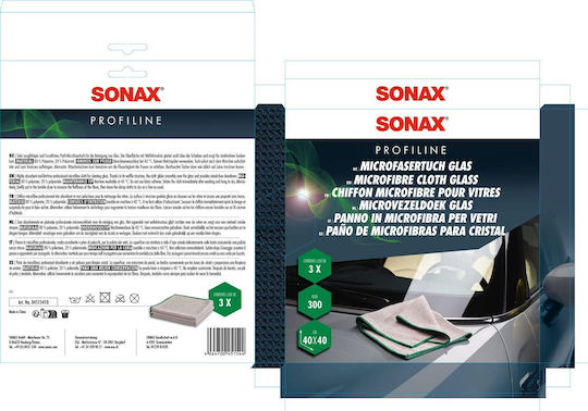 Sonax Profiline Cloths Microfiber Cleaning for Windows Car 300gsm Gray 40x40cm 3pcs