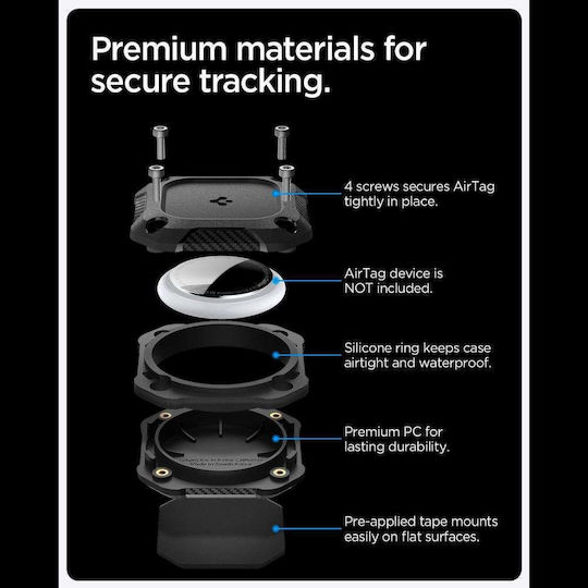 Spigen Tough Armor Θήκη Κολάρου Κατοικιδίων Σιλικόνης για AirTag σε Μαύρο χρώμα
