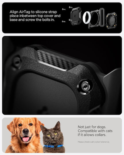 Spigen Tough Armor Θήκη Κολάρου Κατοικιδίων Σιλικόνης για AirTag σε Μαύρο χρώμα