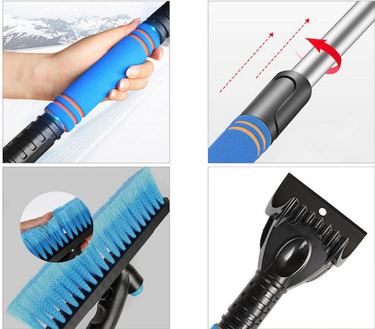 Telescopic Car Scraper Folding Brush 2 in 1 Windows Ice & Snow Adjustable Length 57 to 72 Cm